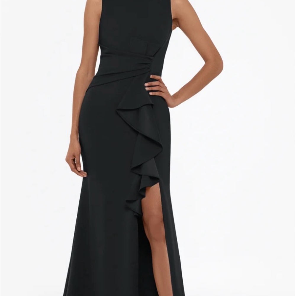 Black Asymmetrical Ruffled Gown